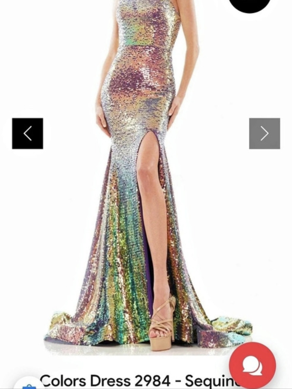 Colors Dress 2984 Sequined Asymmetrical Prom Dress Purple & Green Size 10 - Picture 3 of 6